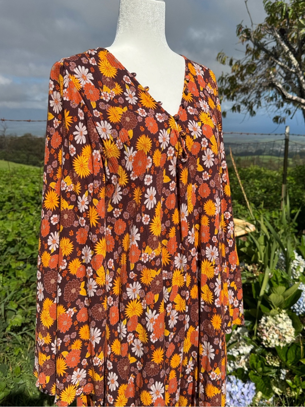 The Hippie Shake Lady of The Canyon Maxi Dress Bell sleeves Retro - Picture 4 of 9